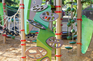 A nature-inspired playground with a leafy pod from the Sprig collection.