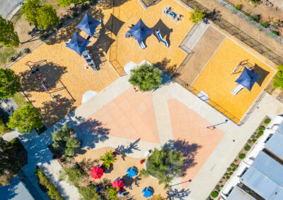 Playground with slides, climbers, and platforms designed for active exploration.