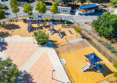 The PlayBooster® playground from an aerial view, showing the full layout.