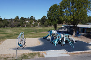 A Hedra playscape with interconnected geometric pods and climbing circuits.