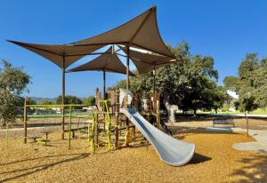 Playground equipment showing slide.